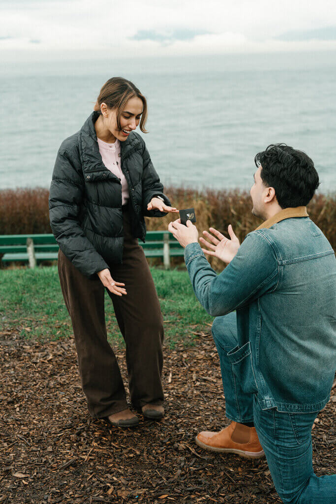wedding proposal at Dallas Road Beach in Victoria BC